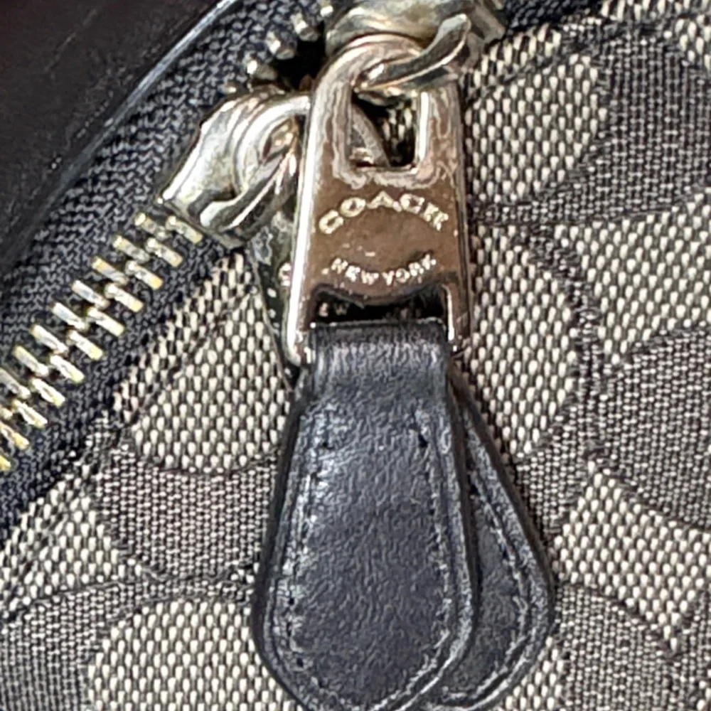 Coach West Backpack Signature Canvas Varsity Stripe Charcoal Red F68034 EUC - Picture 9 of 12